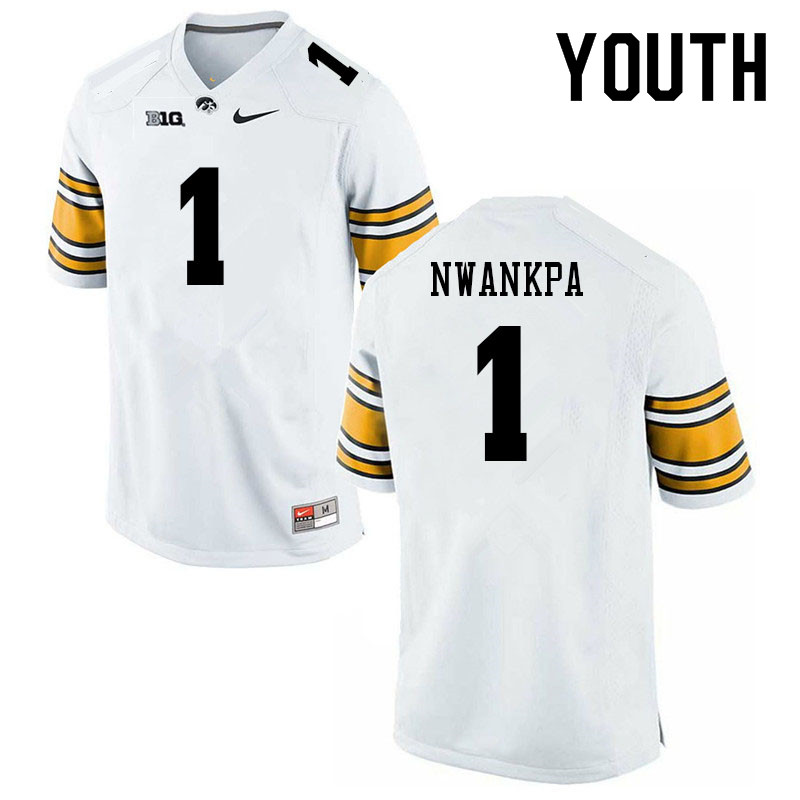 Youth #1 Xavier Nwankpa Iowa Hawkeyes College Football Jerseys Sale-White